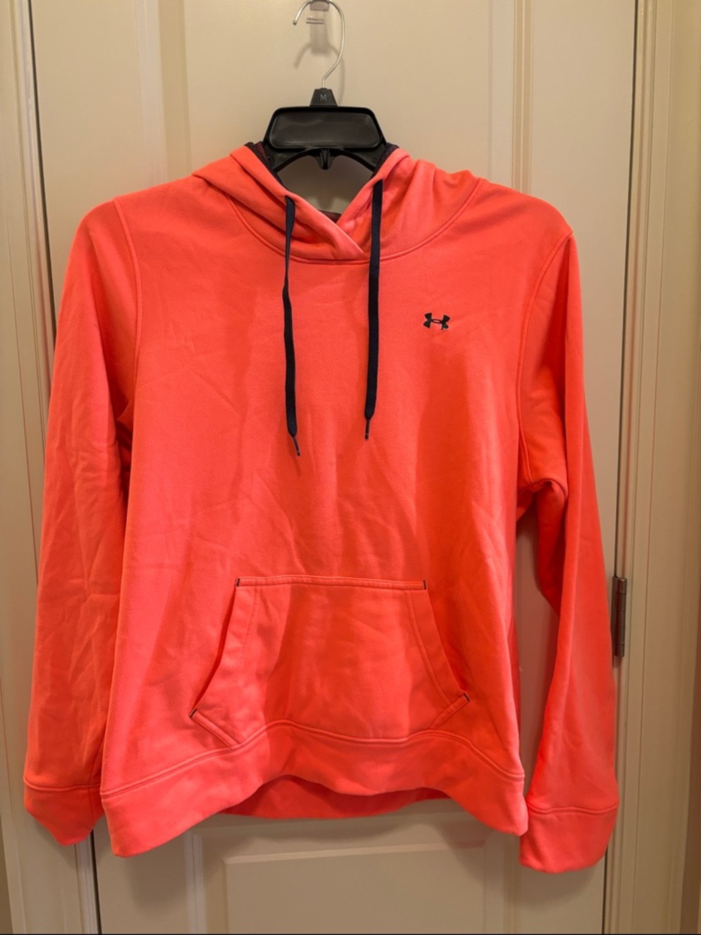 Under Armour Bright Coral Hoodie with Black Drawstrings